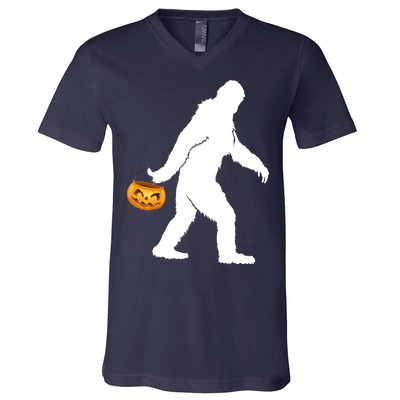 Bigfoot Sasquatch Halloween Pumpkin V-Neck T-Shirt