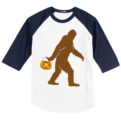 Bigfoot Sasquatch Halloween Pumpkin Baseball Sleeve Shirt