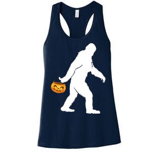 Bigfoot Sasquatch Halloween Pumpkin Women's Racerback Tank