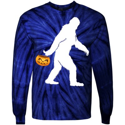 Bigfoot Sasquatch Halloween Pumpkin Tie-Dye Long Sleeve Shirt