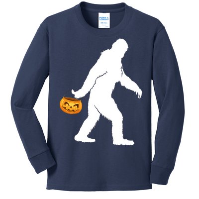 Bigfoot Sasquatch Halloween Pumpkin Kids Long Sleeve Shirt