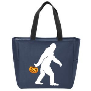 Bigfoot Sasquatch Halloween Pumpkin Zip Tote Bag