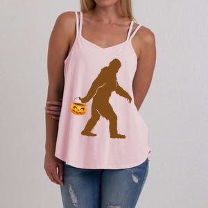 Bigfoot Sasquatch Halloween Pumpkin Women's Strappy Tank