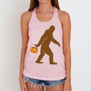 Bigfoot Sasquatch Halloween Pumpkin Women's Knotted Racerback Tank