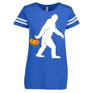 Bigfoot Sasquatch Halloween Pumpkin Enza Ladies Jersey Football T-Shirt