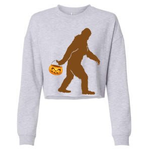 Bigfoot Sasquatch Halloween Pumpkin Cropped Pullover Crew