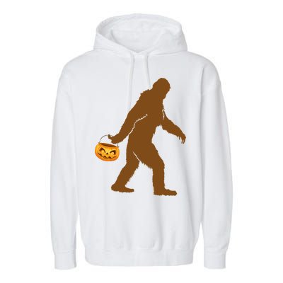 Bigfoot Sasquatch Halloween Pumpkin Garment-Dyed Fleece Hoodie