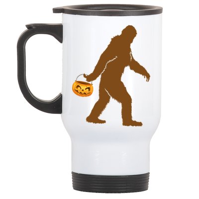 Bigfoot Sasquatch Halloween Pumpkin Stainless Steel Travel Mug