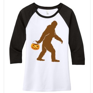 Bigfoot Sasquatch Halloween Pumpkin Women's Tri-Blend 3/4-Sleeve Raglan Shirt