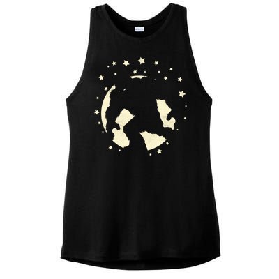 Bigfoot Silhouette Moon Stars Ladies PosiCharge Tri-Blend Wicking Tank