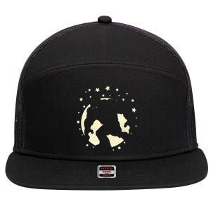 Bigfoot Silhouette Moon Stars 7 Panel Mesh Trucker Snapback Hat