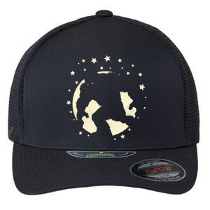 Bigfoot Silhouette Moon Stars Flexfit Unipanel Trucker Cap