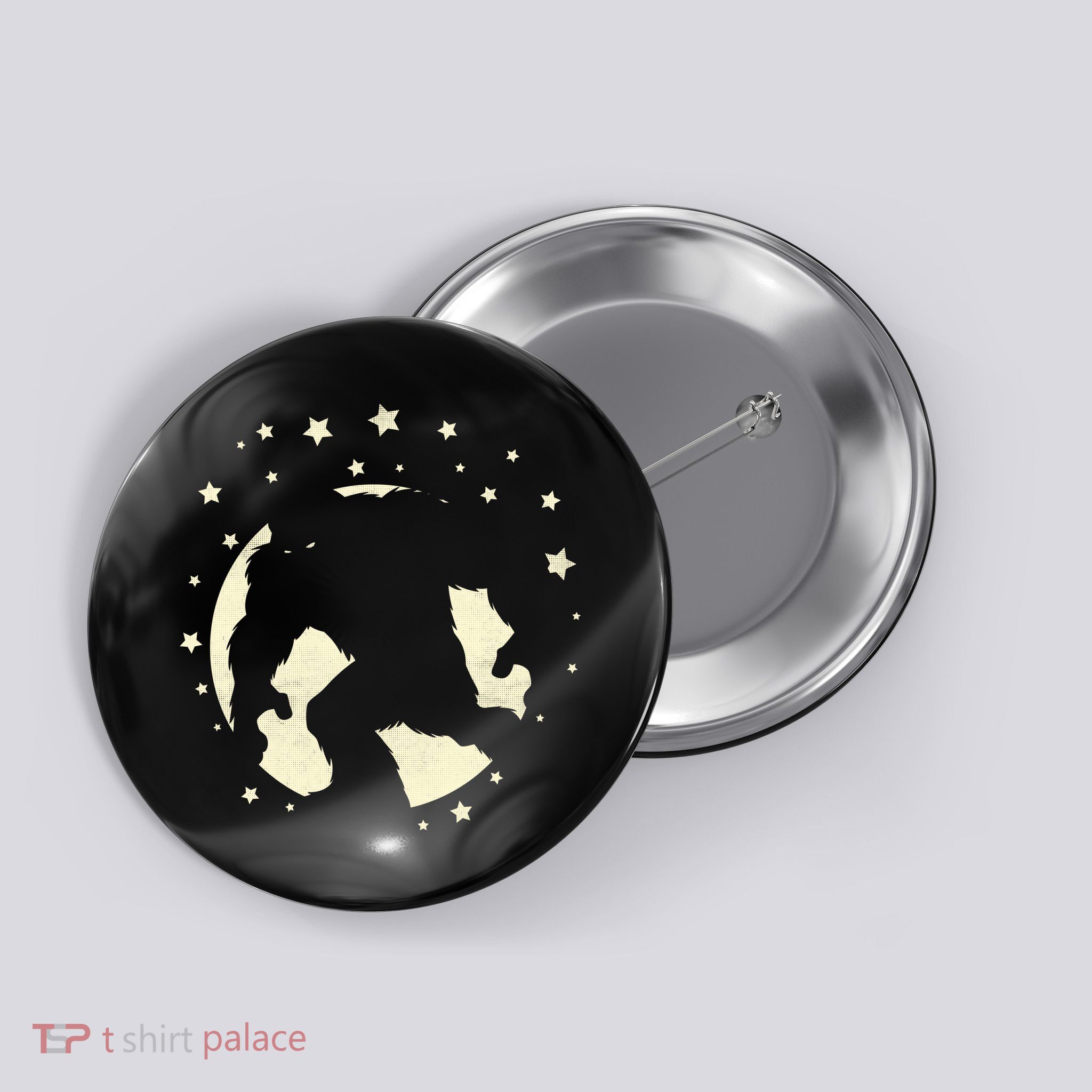 Bigfoot Silhouette Moon Stars Button