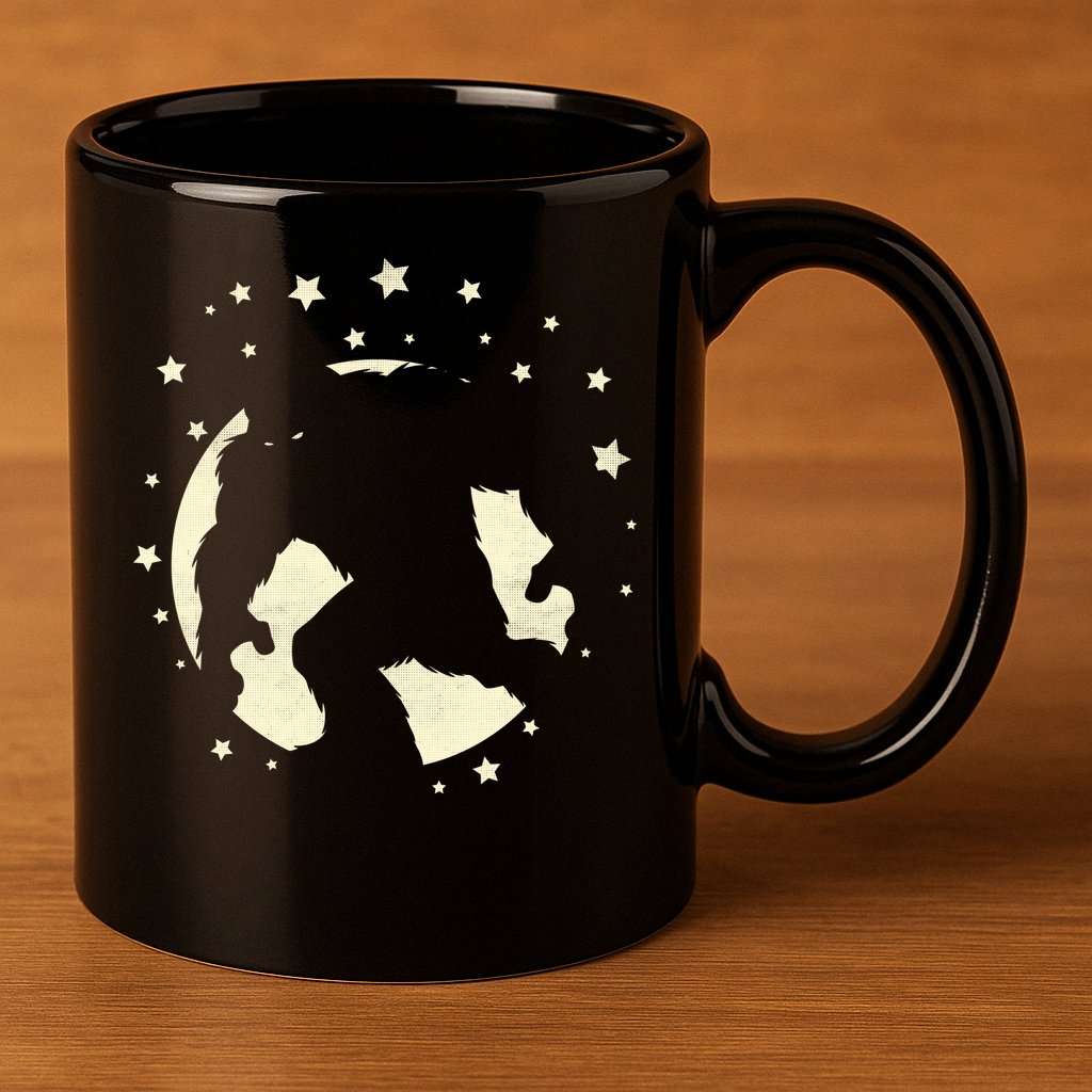 Bigfoot Silhouette Moon Stars 11oz C Handle Ceramic Mug