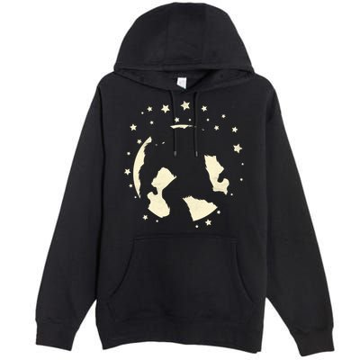 Bigfoot Silhouette Moon Stars Premium Pullover Hoodie