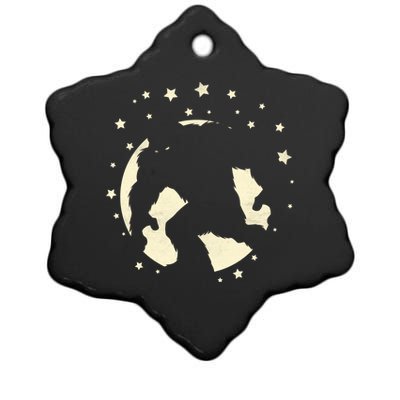 Bigfoot Silhouette Moon Stars Ceramic Star Ornament