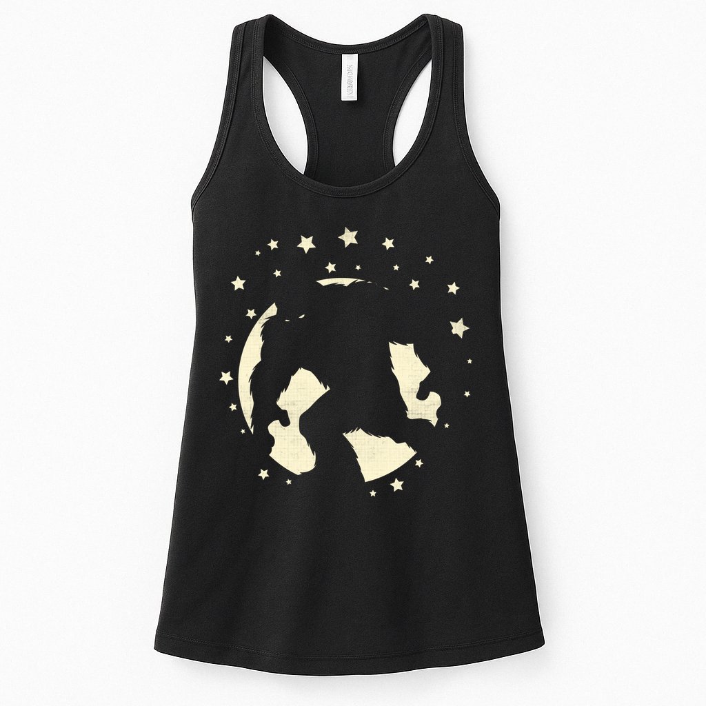Bigfoot Silhouette Moon Stars Womens Tank Top