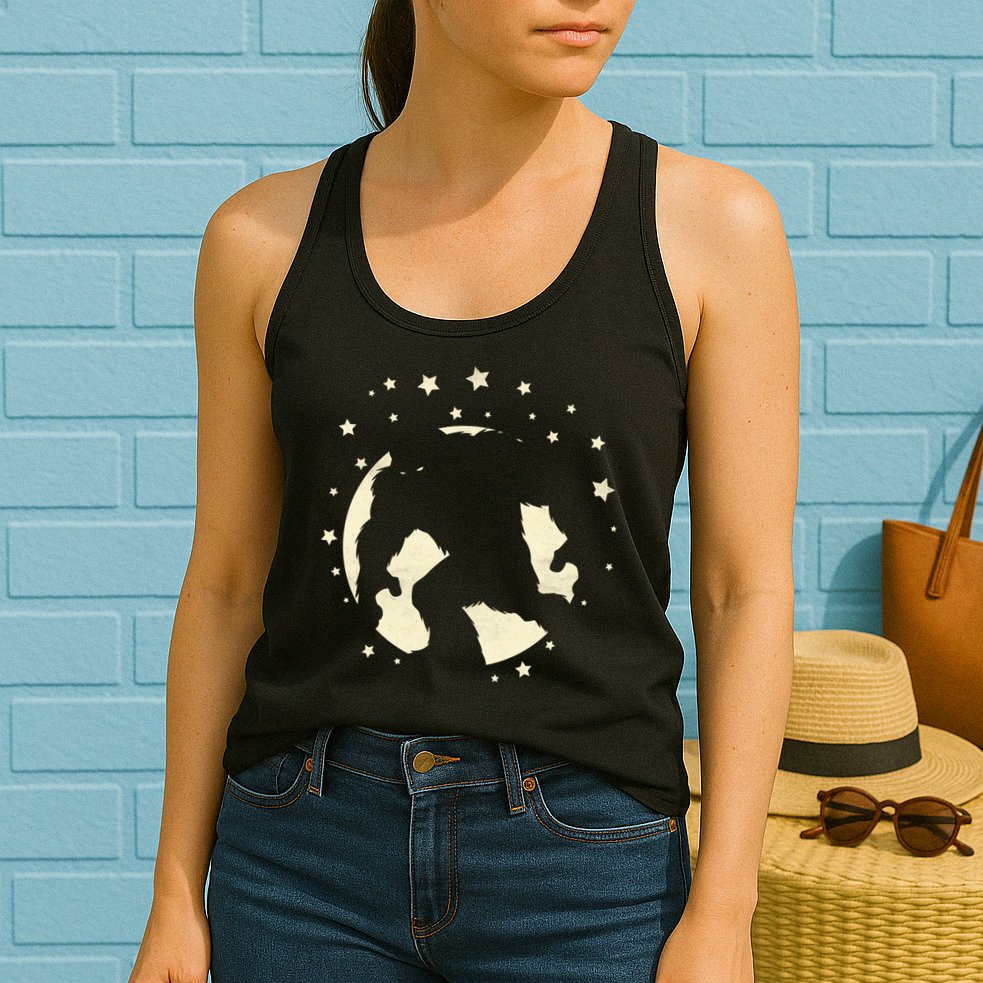 Bigfoot Silhouette Moon Stars Womens Tank Top