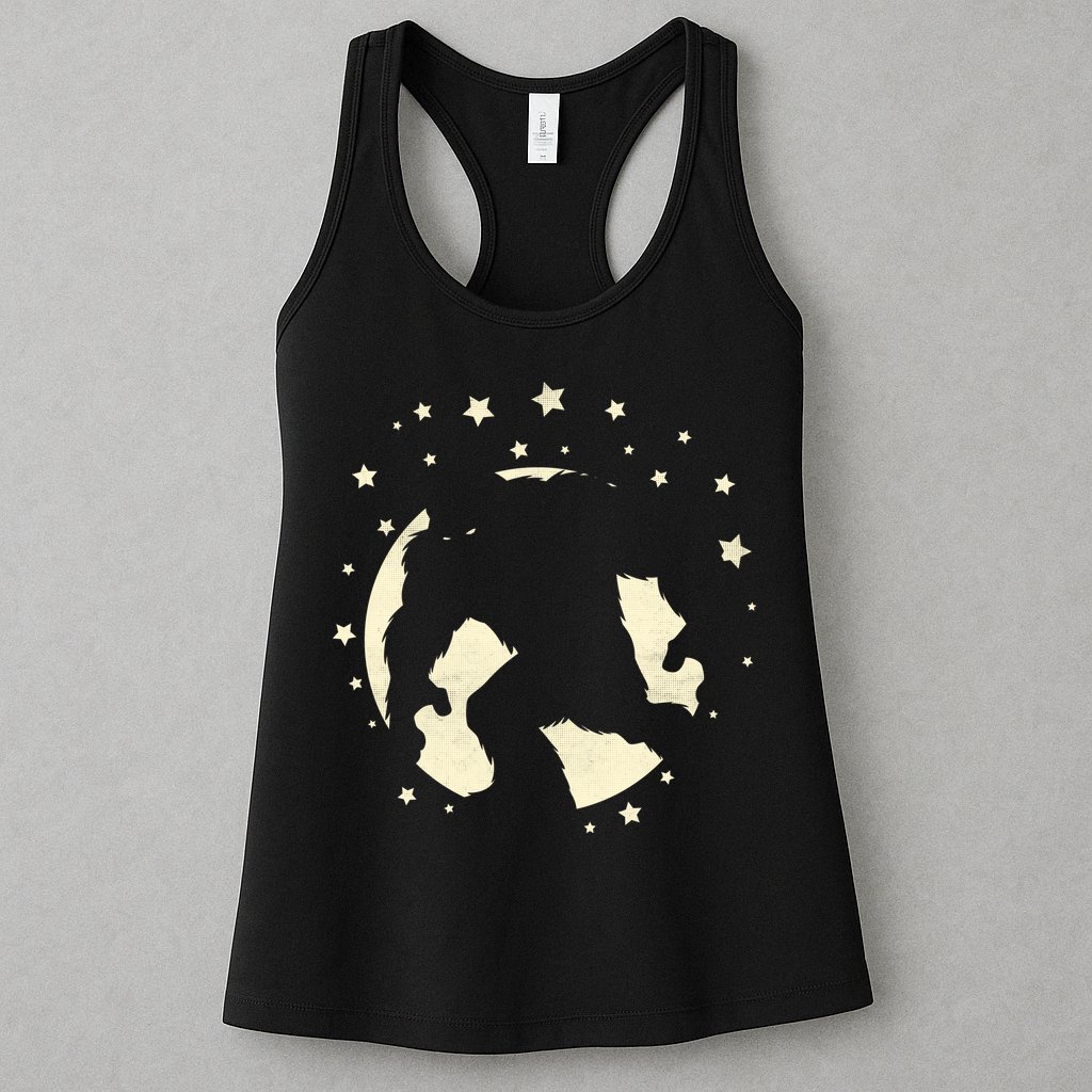 Bigfoot Silhouette Moon Stars Womens Tank Top