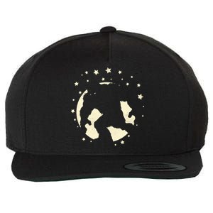 Bigfoot Silhouette Moon Stars Wool Snapback Cap