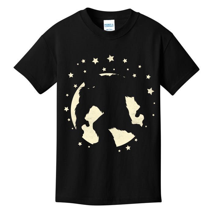 Bigfoot Silhouette Moon Stars Kids T-Shirt