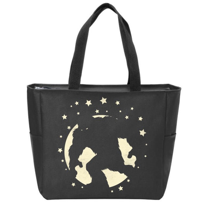 Bigfoot Silhouette Moon Stars Zip Tote Bag