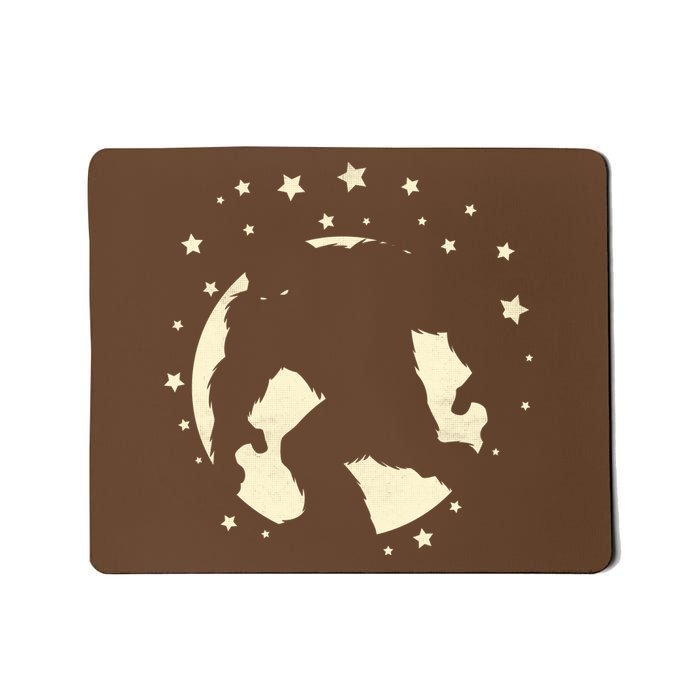 Bigfoot Silhouette Moon Stars Mousepad