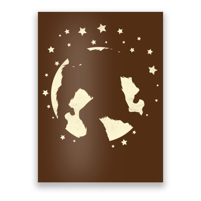 Bigfoot Silhouette Moon Stars Poster