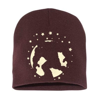 Bigfoot Silhouette Moon Stars Short Acrylic Beanie