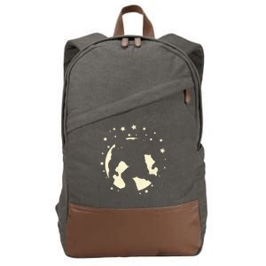 Bigfoot Silhouette Moon Stars Cotton Canvas Backpack