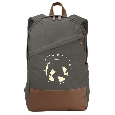 Bigfoot Silhouette Moon Stars Cotton Canvas Backpack