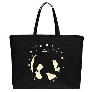 Bigfoot Silhouette Moon Stars Cotton Canvas Jumbo Tote