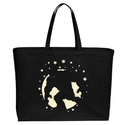 Bigfoot Silhouette Moon Stars Cotton Canvas Jumbo Tote