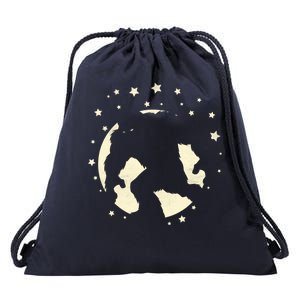 Bigfoot Silhouette Moon Stars Drawstring Bag