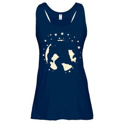 Bigfoot Silhouette Moon Stars Ladies Essential Flowy Tank