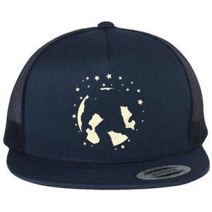 Bigfoot Silhouette Moon Stars Flat Bill Trucker Hat