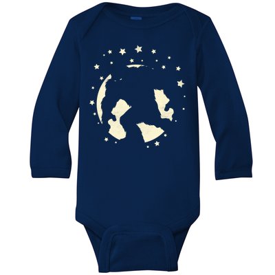 Bigfoot Silhouette Moon Stars Baby Long Sleeve Bodysuit