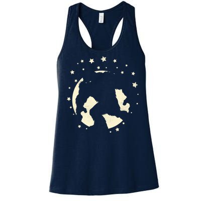 Bigfoot Silhouette Moon Stars Women's Racerback Tank