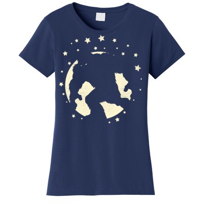 Bigfoot Silhouette Moon Stars Women's T-Shirt