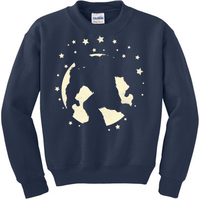 Bigfoot Silhouette Moon Stars Kids Sweatshirt