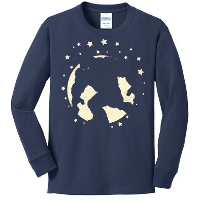 Bigfoot Silhouette Moon Stars Kids Long Sleeve Shirt