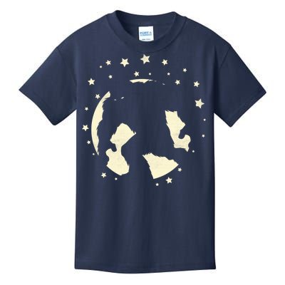 Bigfoot Silhouette Moon Stars Kids T-Shirt