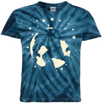 Bigfoot Silhouette Moon Stars Kids Tie-Dye T-Shirt