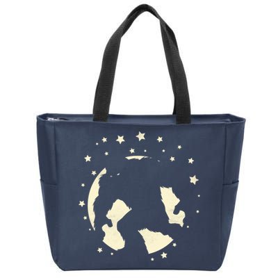 Bigfoot Silhouette Moon Stars Zip Tote Bag