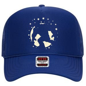 Bigfoot Silhouette Moon Stars High Crown Mesh Back Trucker Hat