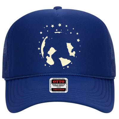 Bigfoot Silhouette Moon Stars High Crown Mesh Back Trucker Hat