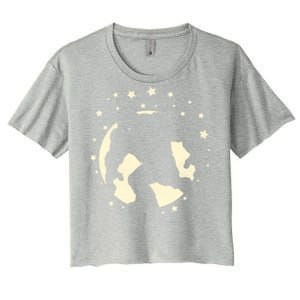 Bigfoot Silhouette Moon Stars Women's Crop Top Tee