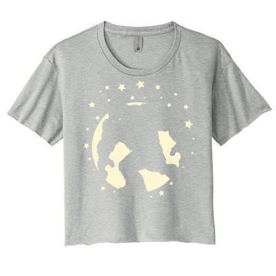 Bigfoot Silhouette Moon Stars Women's Crop Top Tee