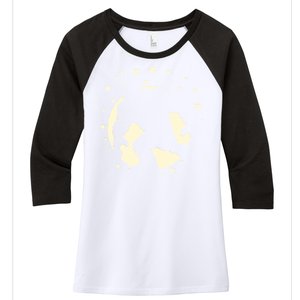 Bigfoot Silhouette Moon Stars Women's Tri-Blend 3/4-Sleeve Raglan Shirt