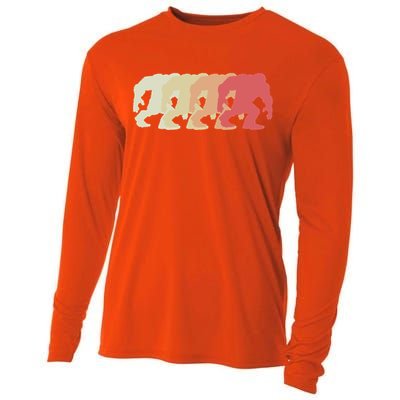 Bigfoot Silhouette Retro Sasquatch Cooling Performance Long Sleeve Crew